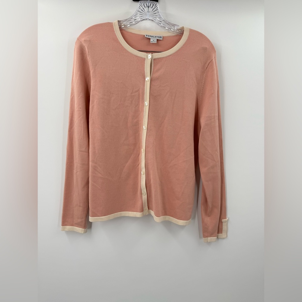 Pendleton Women's Pink Blush Silk‎ Blend Cardigan Sweater Size Medium